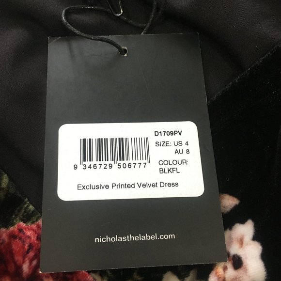 Nicholas One Shoulder Floral Velvet Mini Dress - NEW - Picture 8 of 12